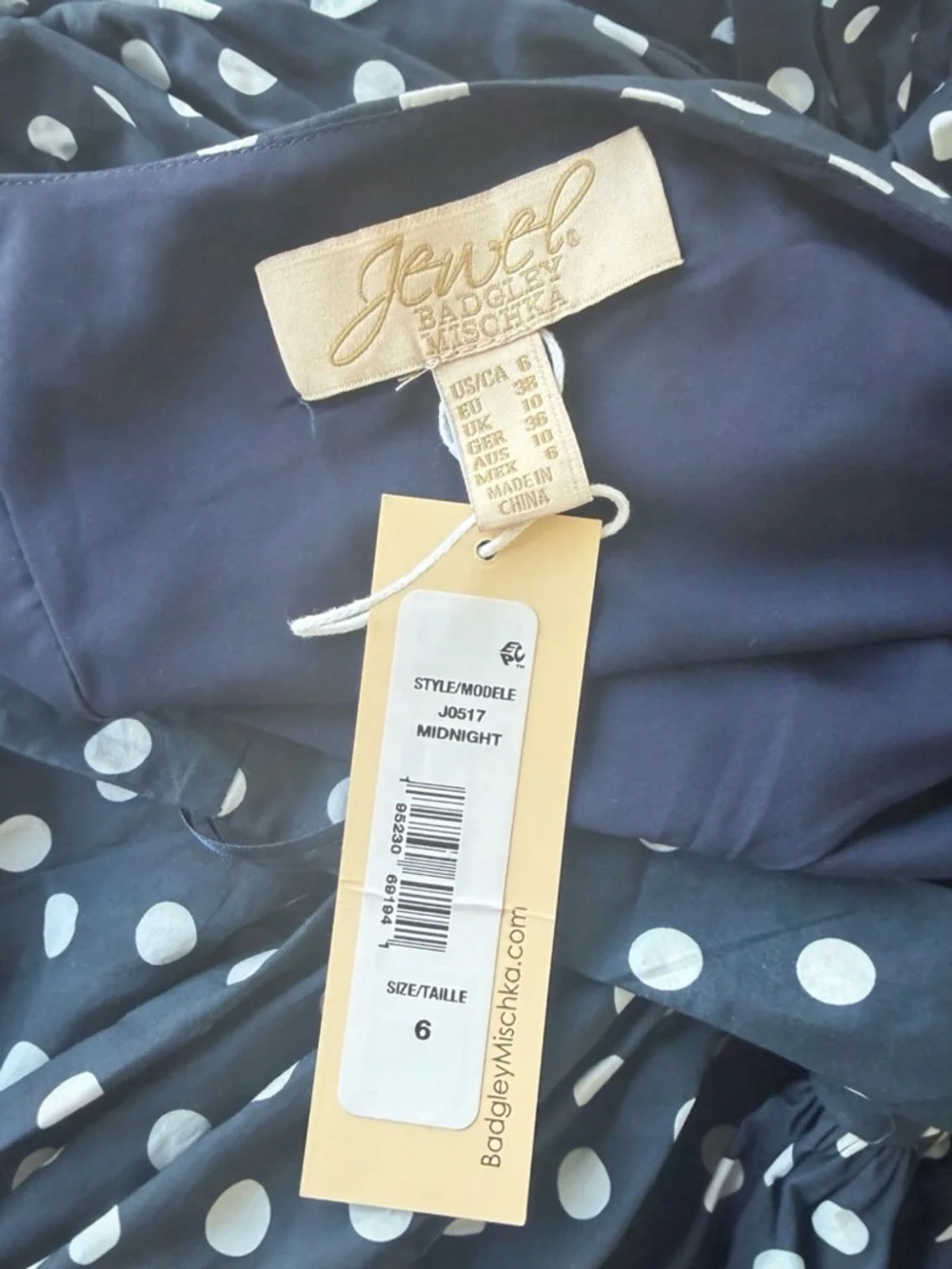 Jewel Badgley Mischka Women's Isla Polka Dot Drop Waist Maxi Dress Blur Size 6 - Picture 7 of 8